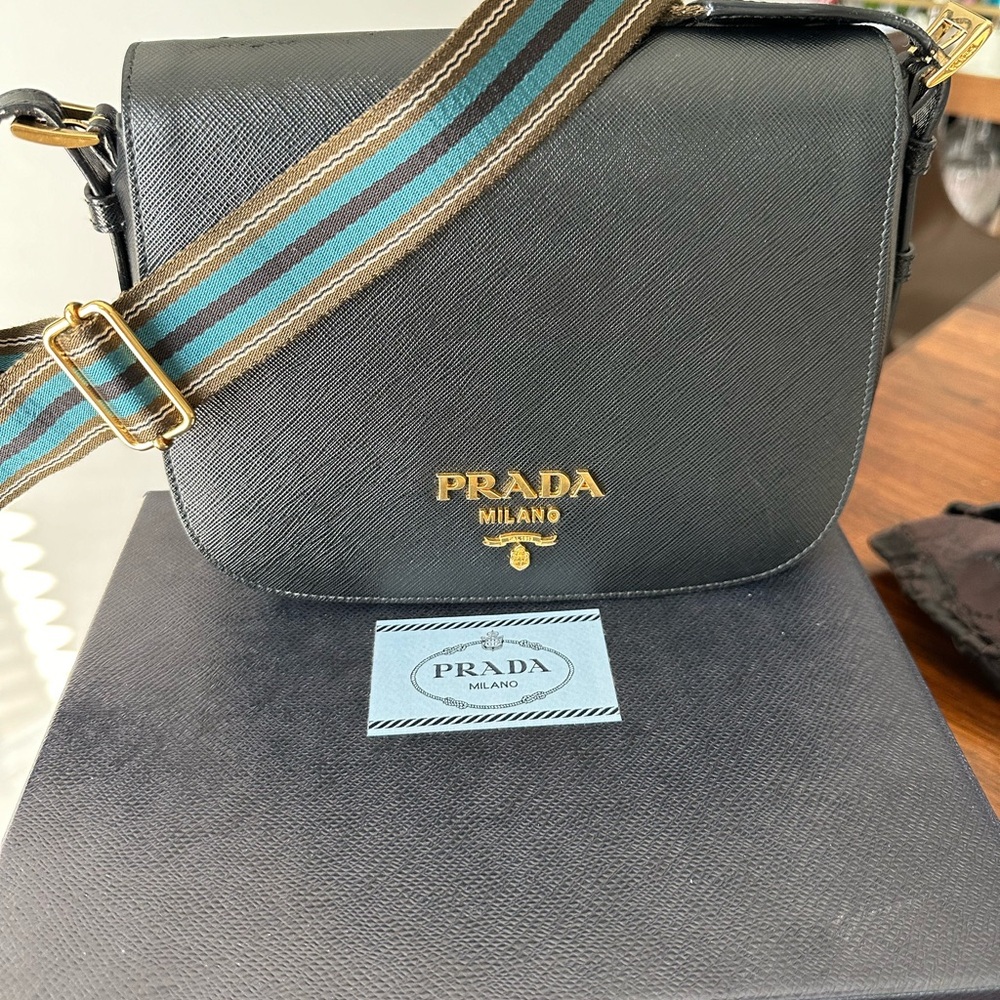 Black prada Saffiano crossbody bag